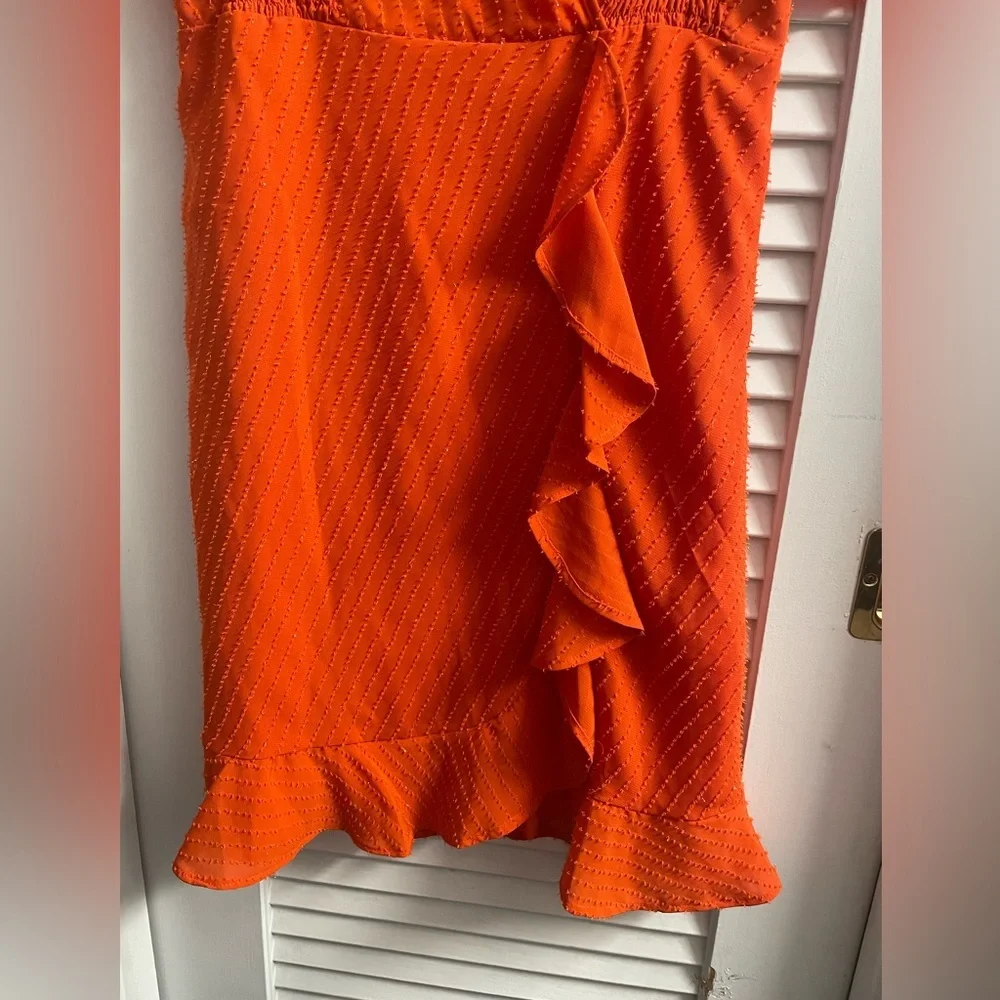 Michael by Michael Kors Faux Wrap Minidress in Optic Orange Size M. Like new! - Picture 4 of 5
